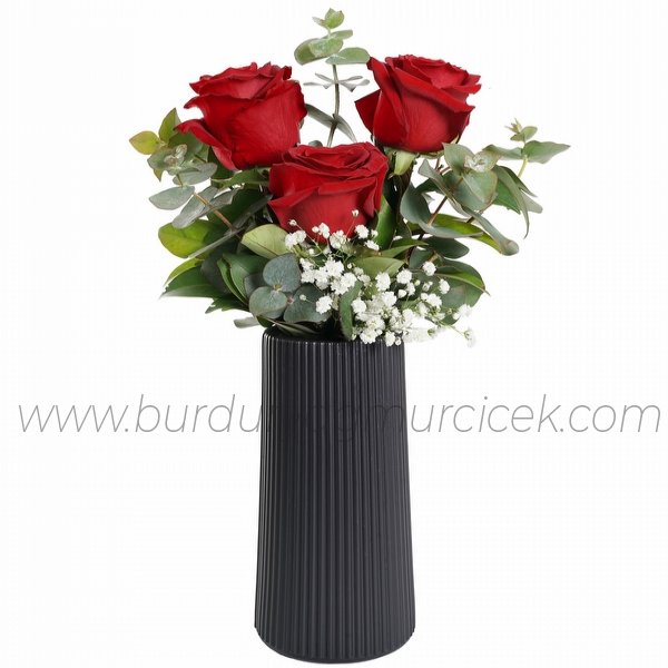 vazoda 3 kırmızı gül